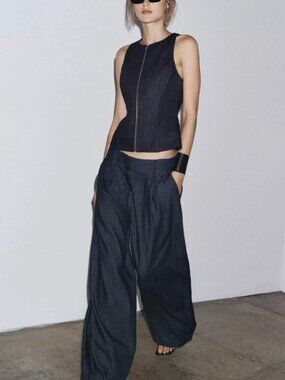 ZARA ZW COLLECTION DENIM JOGGER TROUSERS NWT